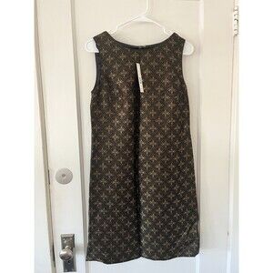 NWT Tahari Sahara Sheath Midi Dress Black and Gold Size 4